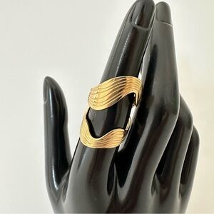 18K Gold Plated Wave Geometric Open Ring